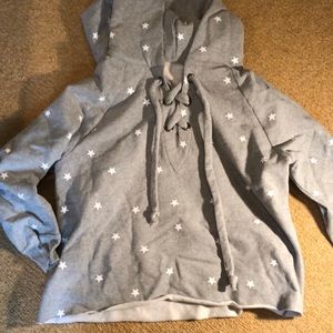 Cutoff Grey Hoodie with Stars